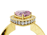 Yellow gold Fancy Pink Heart  Halo Diamond Engagement Ring with Milgrain Pave Band and Four-Prong Setting_61