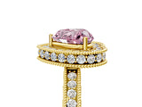 Yellow gold Fancy Pink Heart  Halo Diamond Engagement Ring with Milgrain Pave Band and Four-Prong Setting_62