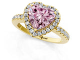 Yellow gold Fancy Pink Heart  Halo Diamond Engagement Ring with Pavé Band and Four-Prong Setting_96