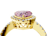 Yellow gold Fancy Pink Heart  Halo Diamond Engagement Ring with Pavé Band and Four-Prong Setting_99