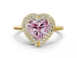 Yellow gold Fancy Pink Heart  Halo Diamond Engagement Ring with Solitaire Band and Four-Prong Setting_20