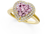 Yellow gold Fancy Pink Heart  Halo Diamond Engagement Ring with Solitaire Band and Four-Prong Setting_21