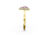 Yellow gold Fancy Pink Heart  Halo Diamond Engagement Ring with Solitaire Band and Four-Prong Setting_22