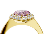 Yellow gold Fancy Pink Heart  Halo Diamond Engagement Ring with Solitaire Band and Four-Prong Setting_24