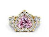 Yellow gold Fancy Pink Heart  Halo Diamond Engagement Ring with Split Shank and Four-Prong Setting_43