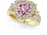 Yellow gold Fancy Pink Heart  Halo Diamond Engagement Ring with Split Shank and Four-Prong Setting_44