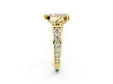Yellow gold Fancy Pink Heart  Halo Diamond Engagement Ring with Split Shank and Four-Prong Setting_45