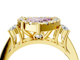 Yellow gold Fancy Pink Heart  Halo Diamond Engagement Ring with Split Shank and Four-Prong Setting_47