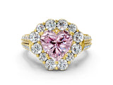 Yellow gold Fancy Pink Heart  Halo Diamond Engagement Ring with Split Shank and Prong Setting_66