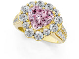 Yellow gold Fancy Pink Heart  Halo Diamond Engagement Ring with Split Shank and Prong Setting_67