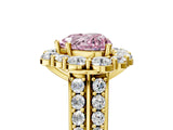 Yellow gold Fancy Pink Heart  Halo Diamond Engagement Ring with Split Shank and Prong Setting_71