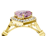 Yellow gold Fancy Pink Heart  Halo Diamond Engagement Ring with Twisted Band and Four-Prong Setting 4