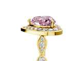 Yellow gold Fancy Pink Heart  Halo Diamond Engagement Ring with Twisted Band and Four-Prong Setting 5