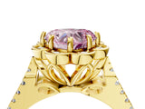 Yellow gold Fancy Pink Heart  Halo Diamond Floral Split Shank Engagement Ring 5