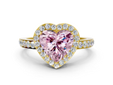Yellow gold Fancy Pink Heart  Halo Diamond Pavé Band Ring with Prong Setting_20