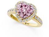 Yellow gold Fancy Pink Heart  Halo Diamond Pavé Band Ring with Prong Setting_21