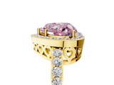 Yellow gold Fancy Pink Heart  Halo Diamond Pavé Band Ring with Prong Setting_25