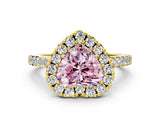 Yellow gold Fancy Pink Heart  Halo Diamond Pavé Solitaire Ring_93