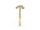 Yellow gold Fancy Pink Heart  Halo Diamond Pavé Solitaire Ring_95