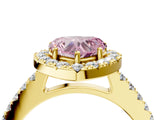 Yellow gold Fancy Pink Heart  Halo Diamond Pavé Solitaire Ring_97