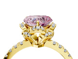 Yellow gold Fancy Pink Heart  Halo Diamond Pave Band Ring with Four-Prong Setting_19