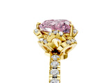 Yellow gold Fancy Pink Heart  Halo Diamond Pave Band Ring with Four-Prong Setting_20