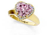 Yellow gold Fancy Pink Heart  Halo Diamond Ring with Cathedral Band and Four-Prong Setting_50