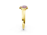 Yellow gold Fancy Pink Heart  Halo Diamond Ring with Cathedral Band and Four-Prong Setting_51