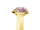 Yellow gold Fancy Pink Heart  Halo Diamond Ring with Cathedral Band and Four-Prong Setting_54