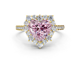 Yellow gold Fancy Pink Heart  Halo Diamond Ring with Pavé Band and Prong Setting_20