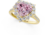 Yellow gold Fancy Pink Heart  Halo Diamond Ring with Pavé Band and Prong Setting_21