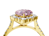 Yellow gold Fancy Pink Heart  Halo Diamond Ring with Pavé Band and Prong Setting_24