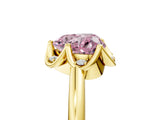 Yellow gold Fancy Pink Heart  Halo Diamond Ring with Round Cluster Setting, Solitaire Band, and Four-Prong Setting_54