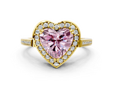 Yellow gold Fancy Pink Heart  Halo Diamond Ring with Split Shank and Four-Prong Setting_59