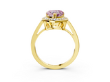 Yellow gold Fancy Pink Heart  Halo Diamond Ring with Split Shank and Four-Prong Setting_62