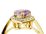 Yellow gold Fancy Pink Heart  Halo Diamond Ring with Split Shank and Four-Prong Setting_63