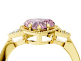 Yellow gold Fancy Pink Heart  Halo Diamond Ring with Tapered Band and Four-Prong Setting_11