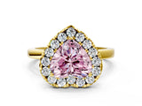 Yellow gold Fancy Pink Heart  Halo Diamond Solitaire with Pavé Band and Four-Prong Setting_72