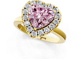 Yellow gold Fancy Pink Heart  Halo Diamond Solitaire with Pavé Band and Four-Prong Setting_73