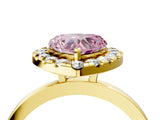 Yellow gold Fancy Pink Heart  Halo Diamond Solitaire with Pavé Band and Four-Prong Setting_76