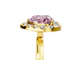 Yellow gold Fancy Pink Heart  Halo Diamond Solitaire with Pavé Band and Four-Prong Setting_77