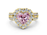 Yellow gold Fancy Pink Heart  Halo Diamond Split Shank Engagement Ring with Prong Setting_39