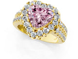 Yellow gold Fancy Pink Heart  Halo Diamond Split Shank Engagement Ring with Prong Setting_40