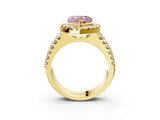 Yellow gold Fancy Pink Heart  Halo Diamond Split Shank Engagement Ring with Prong Setting_42