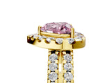 Yellow gold Fancy Pink Heart  Halo Diamond Split Shank Engagement Ring with Prong Setting_44