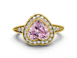 Yellow gold Fancy Pink Heart  Halo Diamond Split Shank Ring with Milgrain Detail_49