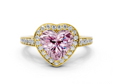 Yellow gold Fancy Pink Heart  Halo Pavé Diamond Engagement Ring with Bezel Setting_20