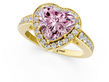 Yellow gold Fancy Pink Heart  Halo Pavé Diamond Engagement Ring with Bezel Setting_21