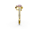 Yellow gold Fancy Pink Heart  Halo Pavé Diamond Engagement Ring with Bezel Setting_22