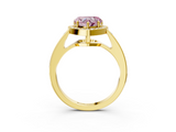 Yellow gold Fancy Pink Heart  Halo Pavé Diamond Engagement Ring with Bezel Setting_23